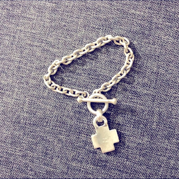 Vintage heavy sterling silver bracelet, cross charm. 7”. 925 Thailand. B1 - Picture 4 of 4